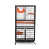 4-Story Pet Cage, Bunny Hutch with Ladder, Lockable Wheels and Removable Tray, Black and Orange