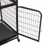 4-Story Pet Cage, Bunny Hutch with Ladder, Lockable Wheels and Removable Tray, Black and Orange