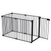 150" Adjustable Safety Gate 6 Panels Play Yard Metal Doorways Fireplace Fence Christmas Tree Fence Gate for House Stairs Gate prohibited area fence