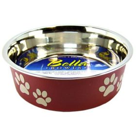 Loving Pets Stainless Steel & Merlot Dish with Rubber Base (Option: Small 5.5" Diameter)