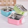 Stainless Steel Pet Crate Bowl Removable Cage Hanging Bowls with Bolt Holder for Pets