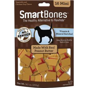 SmartBones Peanut Butter Dog Chews (Option: Mini  2" Long  Dogs under 20 Lbs (16 Pack))